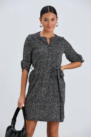 Shirt Mini Dress in Black/White Polka Dot print