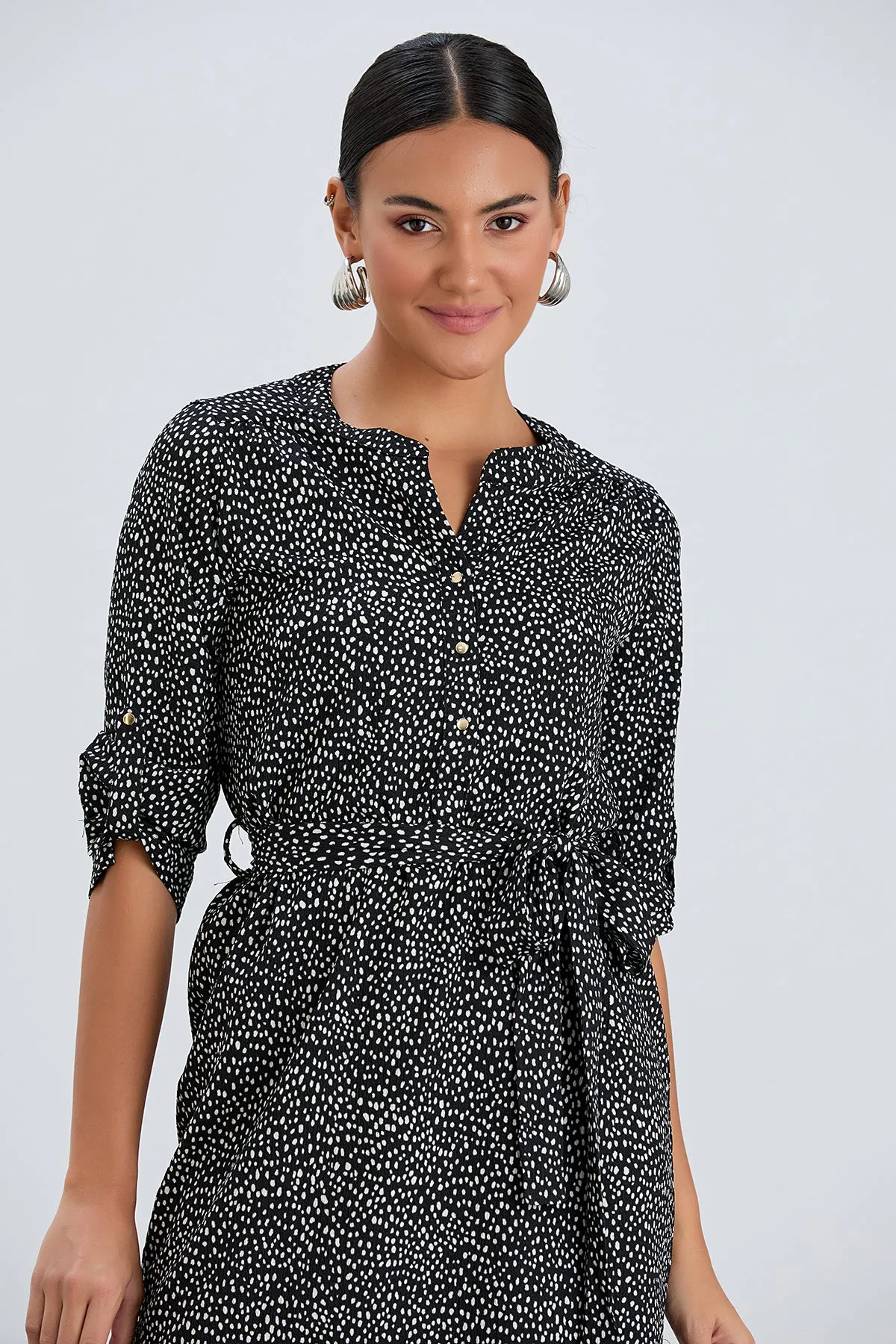 Shirt Mini Dress in Black/White Polka Dot print