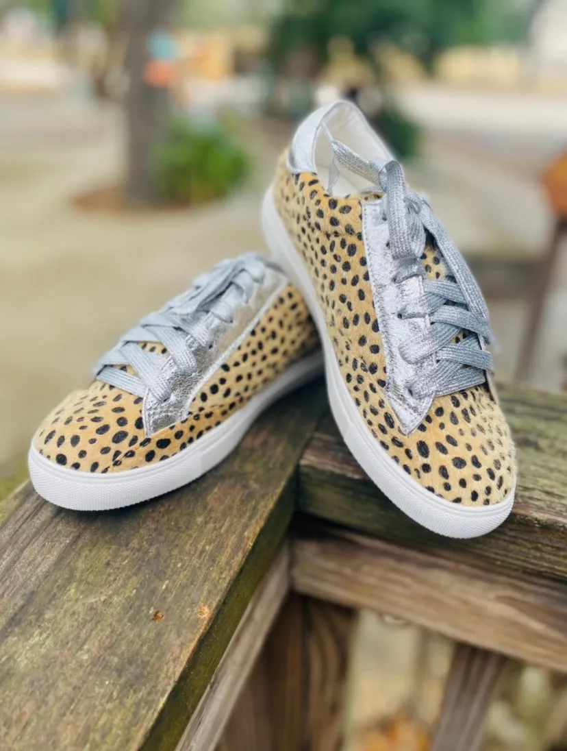 Silver Cheetah Classic Low Top Star Sneakers