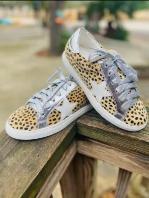 Silver Cheetah Classic Low Top Star Sneakers