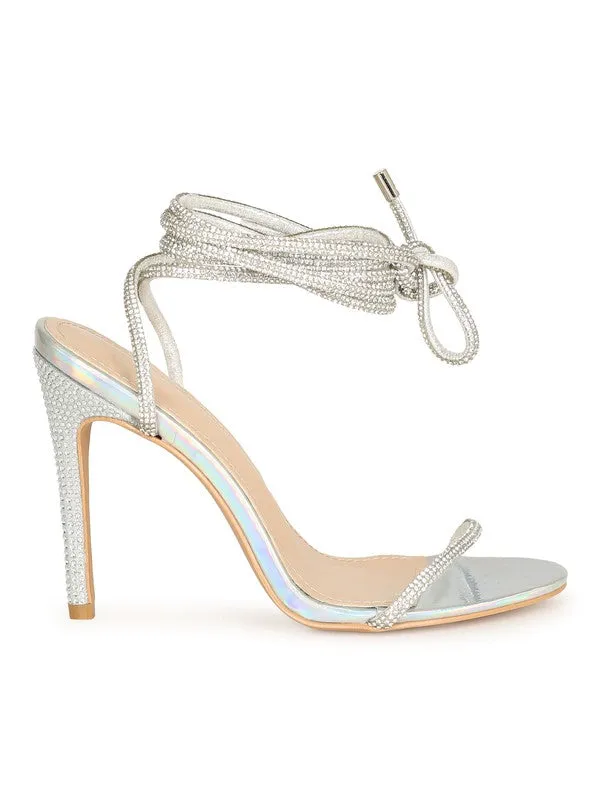 Silver Womens Stiletto Heel Sandals