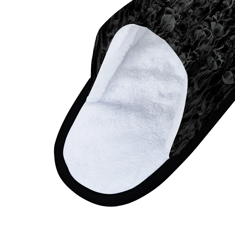 Smoke Skull Dark Version Adults' Flannel Slippers Warm Winter Slides