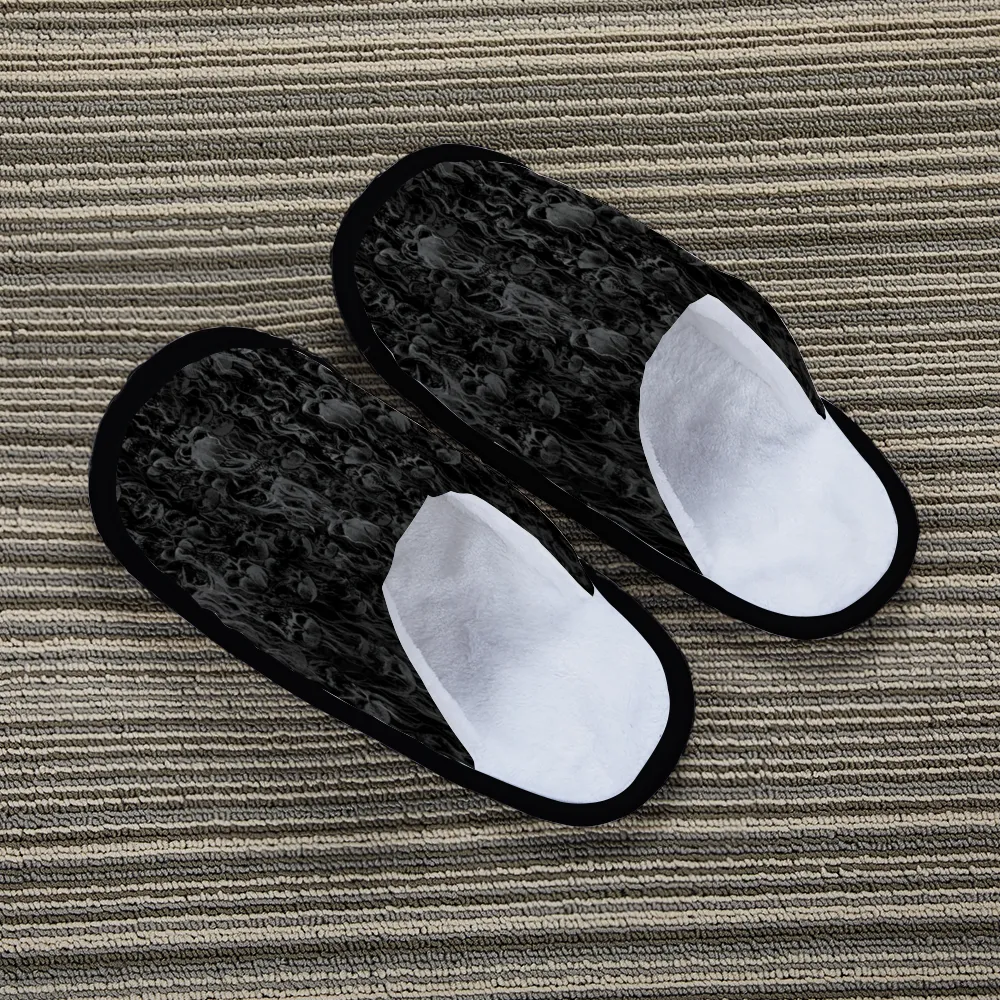 Smoke Skull Dark Version Adults' Flannel Slippers Warm Winter Slides