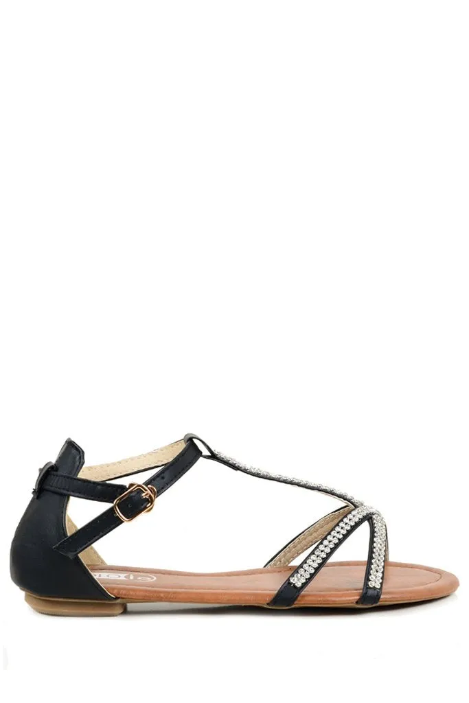 SPIDER Black Sandals with Crystals