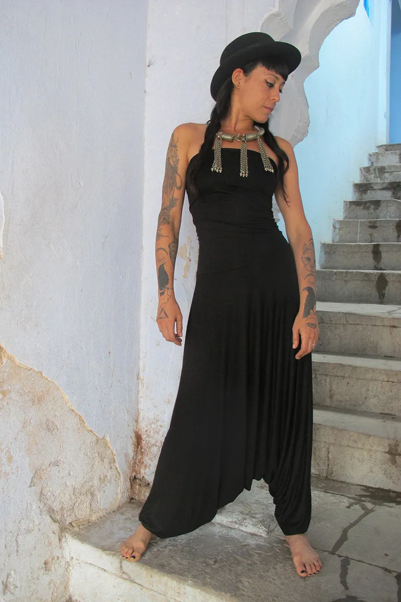 Strapless Black Harem Jumpsuit