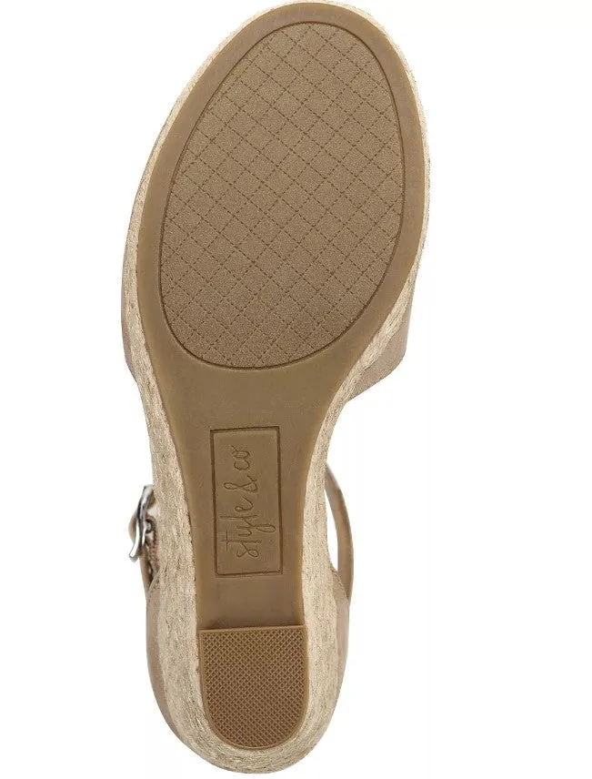 Style & Co. Women's Seleeney Wedge Sandals Light Taupe Size 10 M