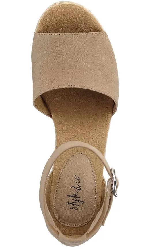 Style & Co. Women's Seleeney Wedge Sandals Light Taupe Size 10 M