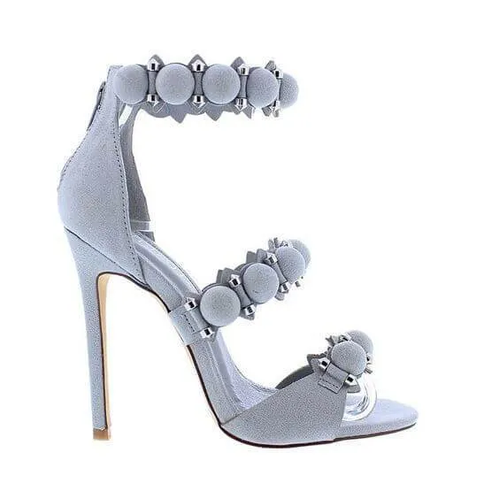 Summer Suede Rivet High Heel Ankle Sandals
