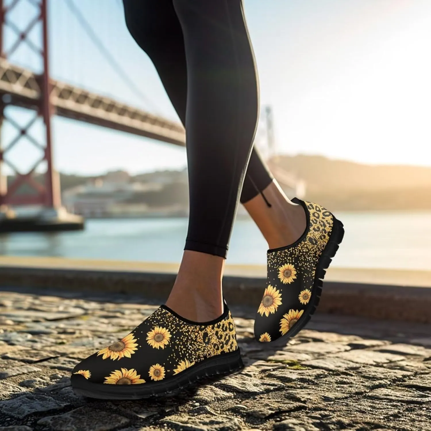 SYtrade Women's Art Travel Shoes Slip On Flats Casual Walking Sneaker Black Sole