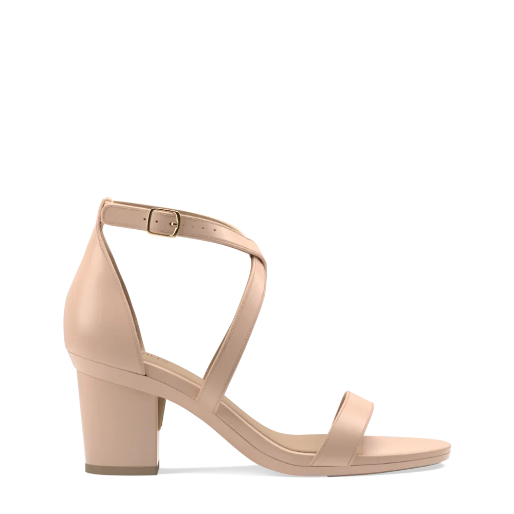 The Sandal - Sand Leather   Block Heel Kit 3 Sand