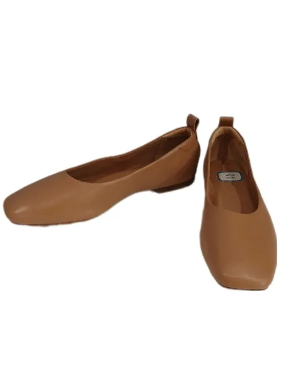 Time and True Brown Square Toe Flat Shoes, Size 9.5 Wide