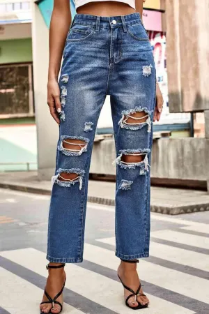 Urban Spirit Distressed Cropped Jeans