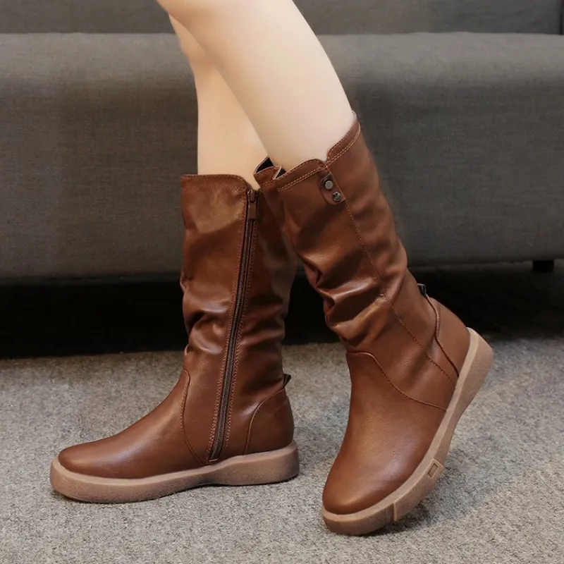 Waterproof Vegan Leather Winter Boots with Zipper