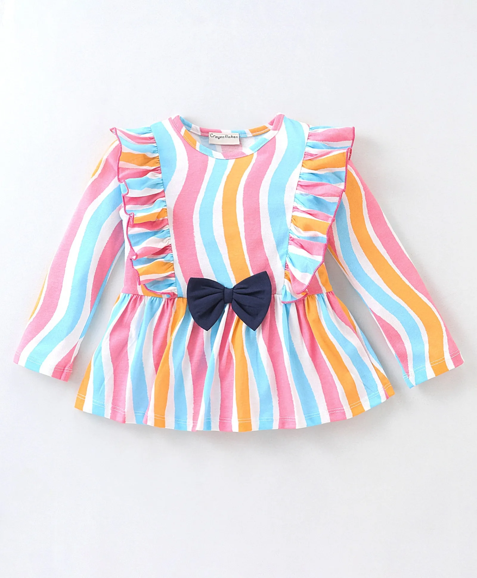 Wavy Striped Frilled Top Leggings Set