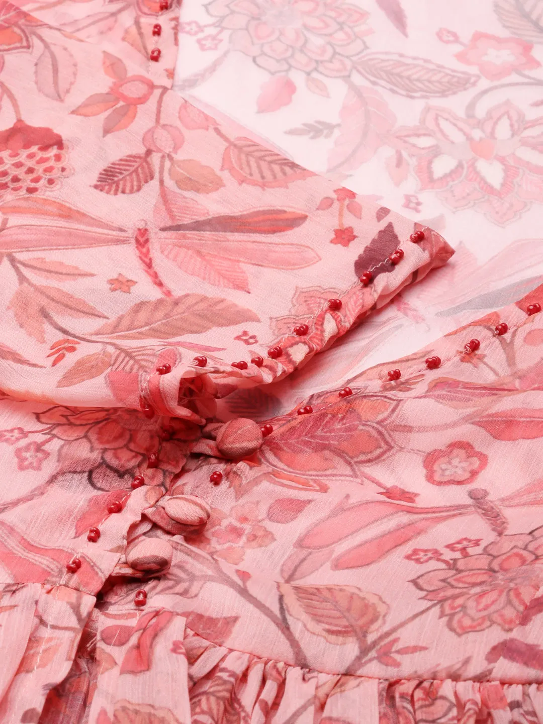 Women Coral Printed Co-Ords