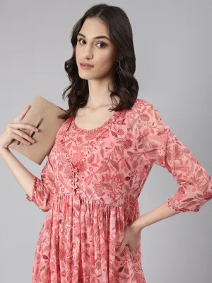 Women Coral Printed Co-Ords