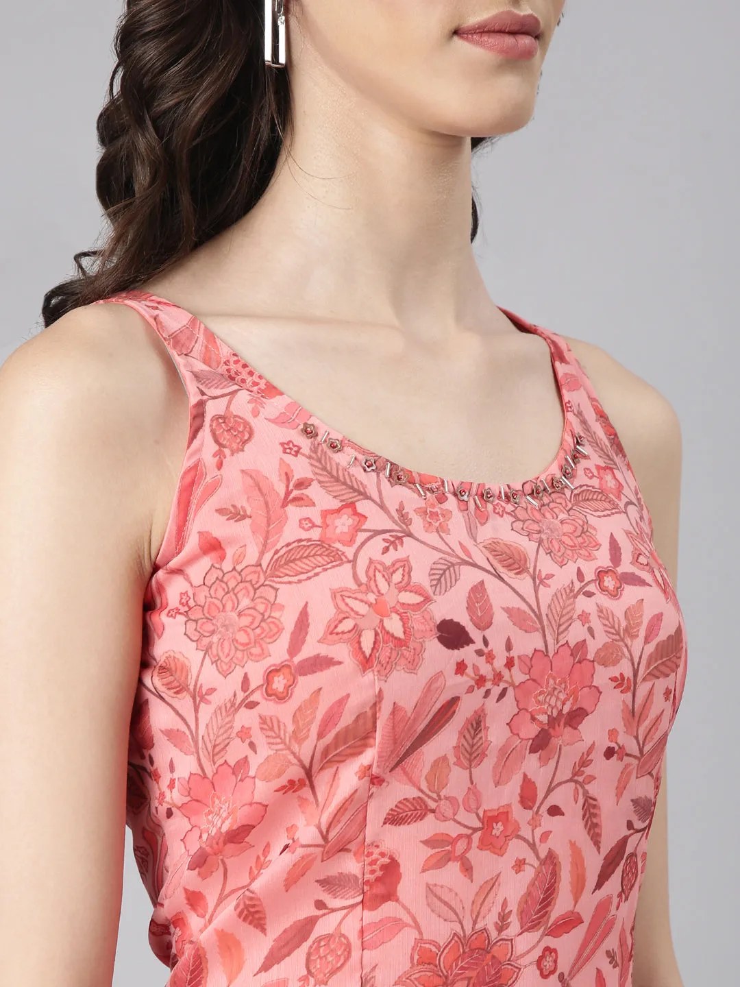 Women Coral Printed Co-Ords