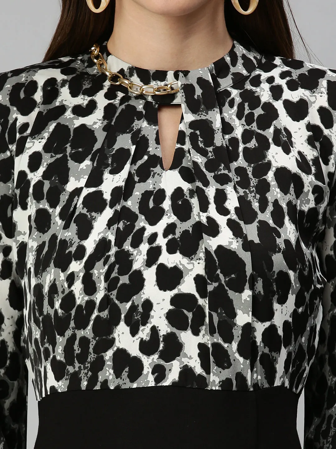 Women Printed Sheath Black Dress