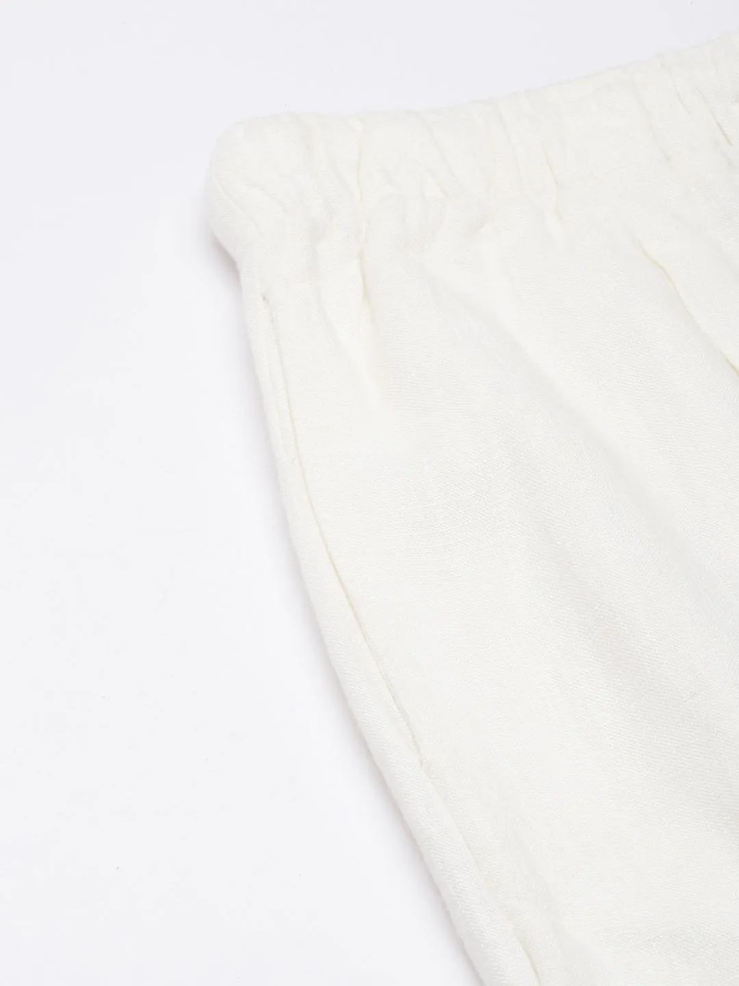 Women Solid Off White Wide Leg Palazzos