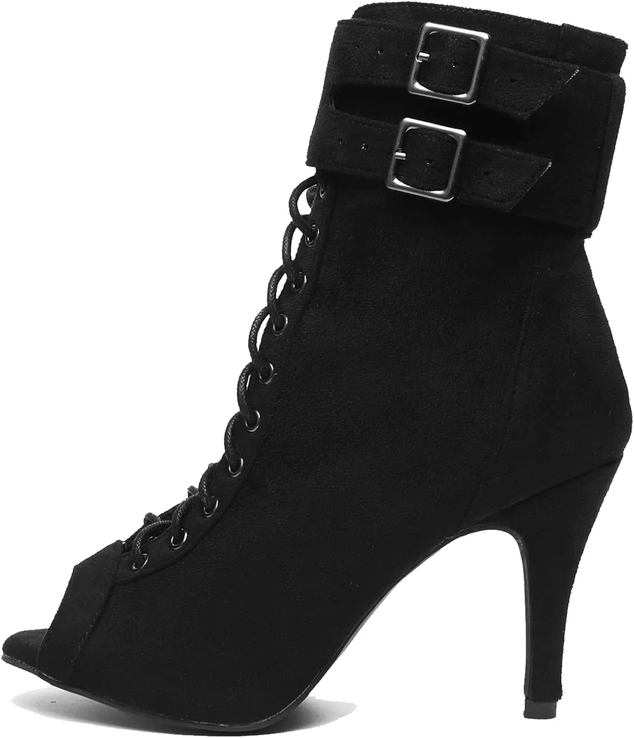 Womens Girls Latin Dance Shoes Lace-up Ballroom Dancing Ankle Boots Evening Sandals