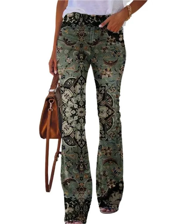 Women’s High-Waist Printed Wide-Leg Pants – Trendy & Chic Imitation Jeans