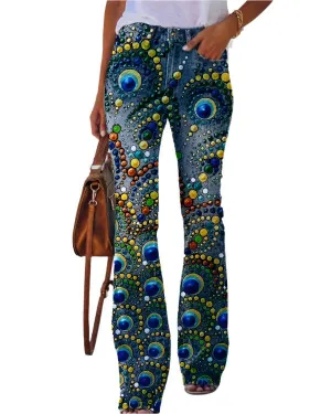 Women’s High-Waist Printed Wide-Leg Pants – Trendy & Chic Imitation Jeans