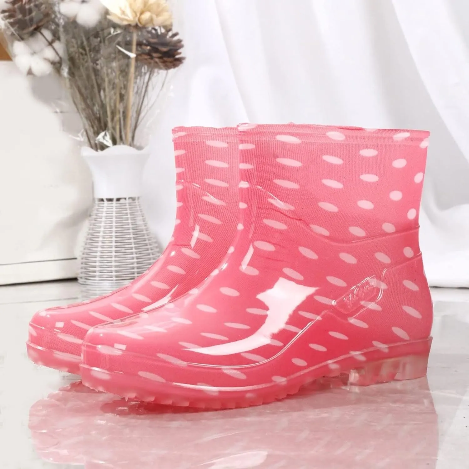 Women's Rain Boots Waterproof Mid Calf Rubber Garden Water Boots Fashion Cute Outdoor Work Mud Boots