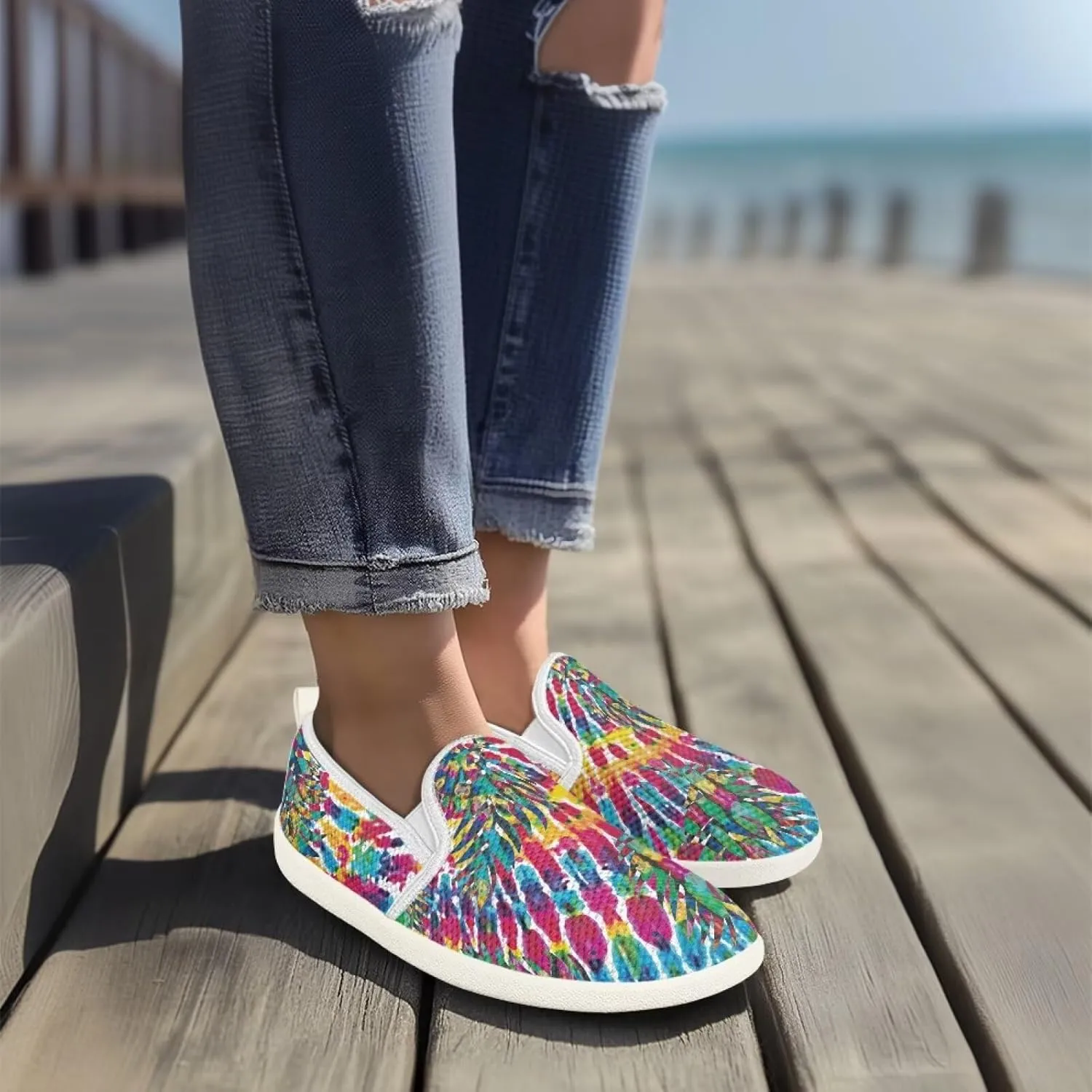 Women's Shoes Flats Casual Walking Shoes Women Slip On Sneakers Ladies Colorful Shoes