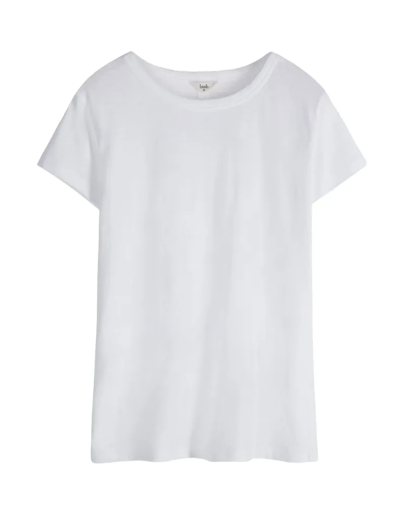 Women's Slim Fit Cotton Crew Neck T-Shirt in White (IMPERFECT)