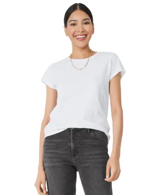 Women's Slim Fit Cotton Crew Neck T-Shirt in White (IMPERFECT)