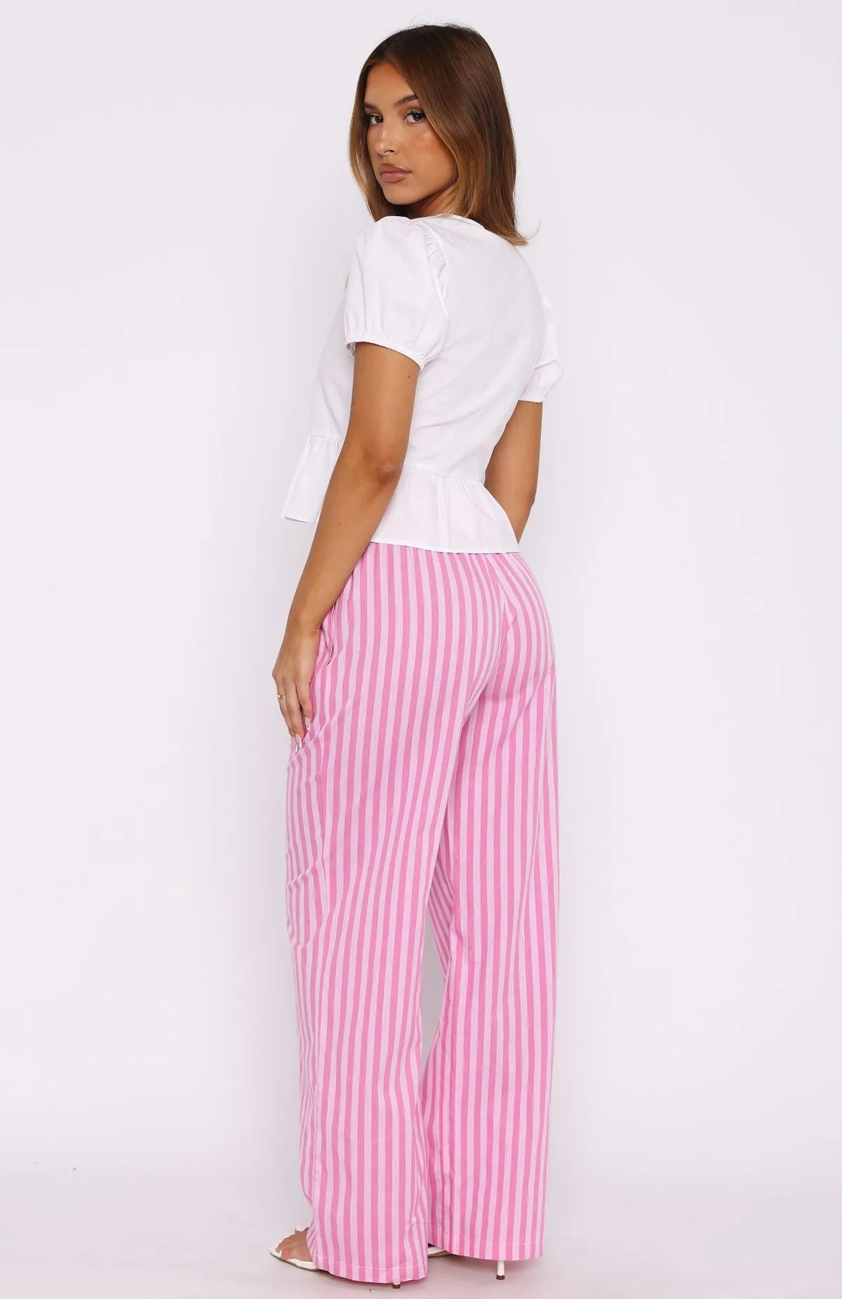 Wondering About You Striped Pants Pink
